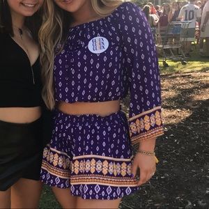 WORN ONCE Purple and Yellow Two Piece Set